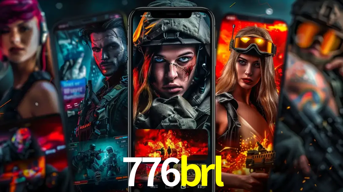 Montagem de telas de celular mostrando diversos personagens, masculinos e femininos, de um jogo de tiro, ilustrando a diversidade de equipes de e-sports para apostar no 776brl.
