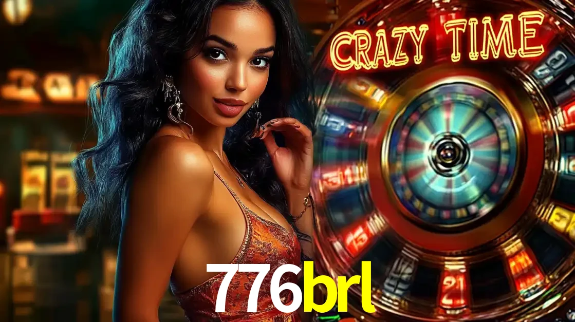 Mulher elegante ao lado da vibrante roda da fortuna do jogo de cassino ao vivo Crazy Time, um dos game shows mais populares e cheios de prêmios do 776brl.
